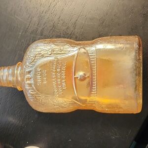 Golden Wedding marigold carnival glass 1940s vintage glass bottle.